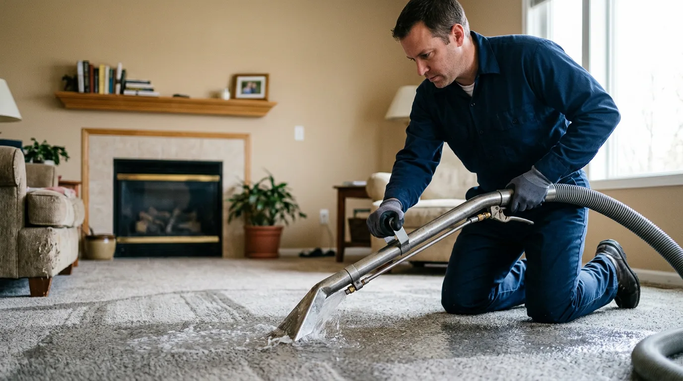 Water damage restoration technician working near West End, NC